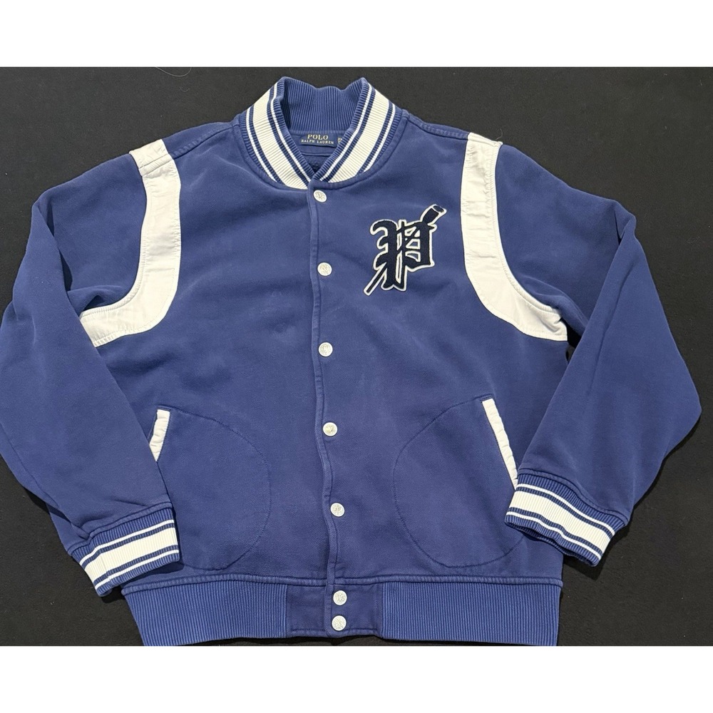 Polo Ralph Lauren Blue P Varsity Jacket Embroidered Back Men's Size XXL